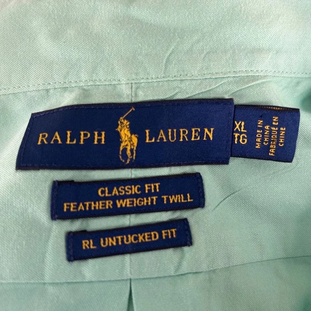 Ralph Lauren XL Classic Fit Featherweight Untucked Fit Short Sleeve Shirt Green